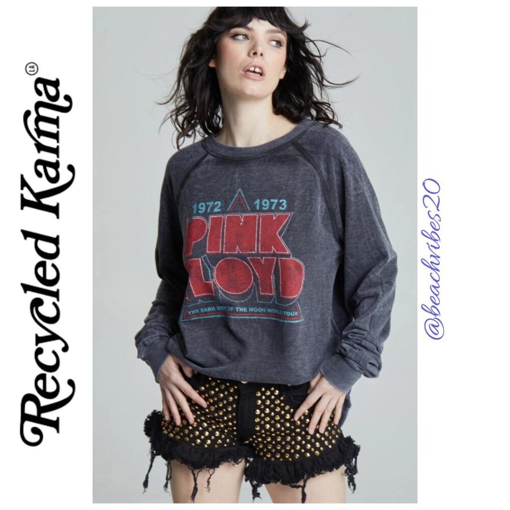 *RECYCLED KARMA (ARCHIVE) Pink Floyd World Tour Fleece Sweatshirt Black XS RK-12 - Picture 2 of 8
